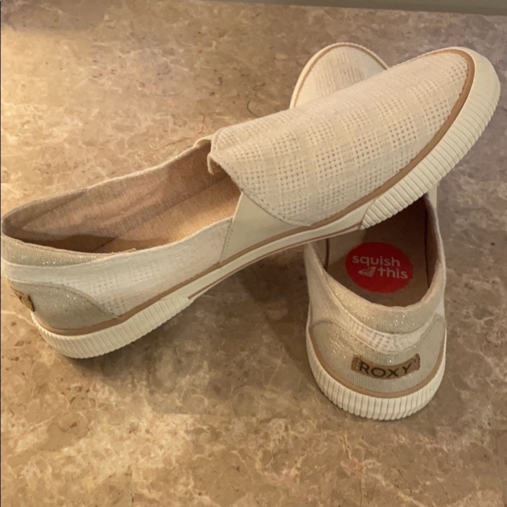 Roxy White Liner & Glitter Slip Ons Memory Foam